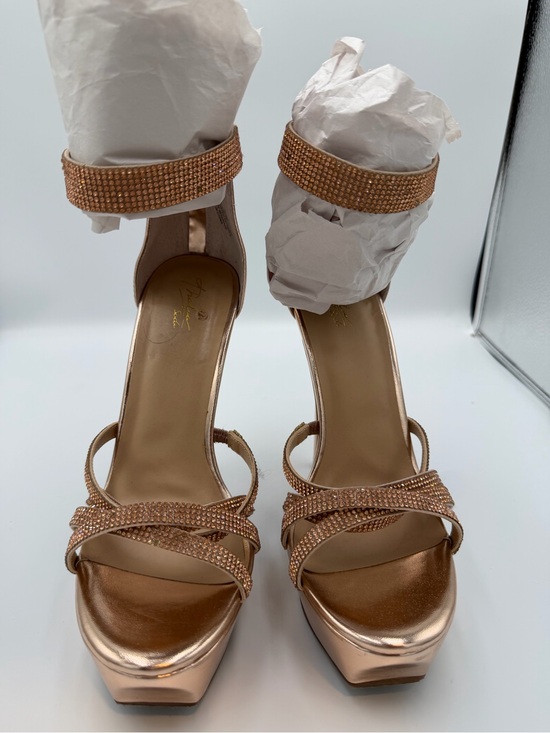Thalia Sodi Shoes - Thalia Sodi Rose Gold Rhinestone Platform Sandals
